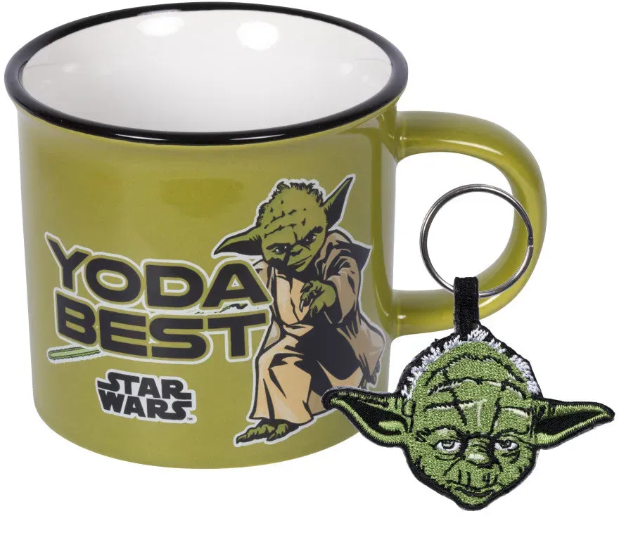 Star Wars Campingtasse Set Yoda | Coole Tasse mit 330 ml Fassungsvermögen | Spülmaschinen- & mikrowellengeeignet | Inkl. Yoda Schlüsselanhänger