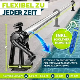 tillvex Pool Aufroller Premium Aluminium Kunststoff 1,05-6,15 m