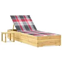 VidaXL Garten-Sonnenliege mit Tisch und Auflage Kiefer Imprägniert