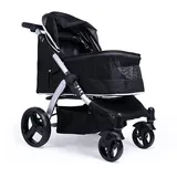 KITCISSL Hundewagen Hundebuggy Buggy, Hundewagen für Große Hunde, Hundewagen Hundebuggy Buggy Hunde Katzen Atmungsaktives Oxford-Tuch, Haustier Buggy Aluminiumlegierung Laden 30 Kg (Color : Black)