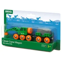 Grüner Kranwagen mit Anhänger und Fracht - BRIO World