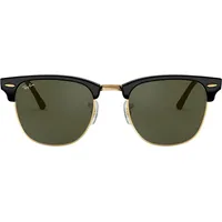 Ray Ban Clubmaster RB3016 W0365 49-21 polished black on gold/green