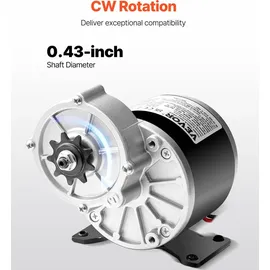 Vevor 350 W Elektrischer Gleichstrommotor, Leistungsstarker Elektromotor, 24 V, 3000 U/min, elektrischer Dirtbike-Motor für E-Bike, Motorrad, Roller, Heimwerker