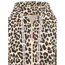Zwillingsherz Jerseymantel "Leo Dream", Damen, Gr. L/XL (L/XL), beige, Sweatware, Obermaterial: 50% Baumwolle, 50% Polyester, comfort fit ca. Mitte Oberschenkel, V-Ausschnitt, Mäntel, mit Allover Leo Look mit Taschen