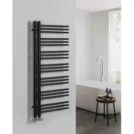 Sapho Badheizkörper 1200 x 500 mm 400 W schwarz matt Seitenventil