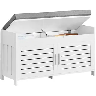 SoBuy Schuhbank weiß Holzwerkstoff, 90x50x33 cm, Garderobe, Garderobenbänke, Schuhbänke
