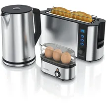 Arendo Frühstücks-Set in silber - Wasserkocher / Toaster / Eierkocher