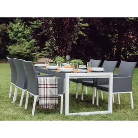Beliani Gartenstuhl Polyester grau, weiß 8er Set