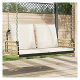 furnicato Gartenbank Hängebank mit Kissen 105x58x38 cm Poly Rattan und Stahl braun