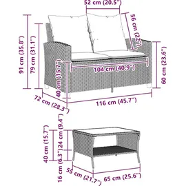 vidaXL Gartensofa 2-Sitzer Loungesofa schwarz
