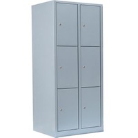 Lüllmann Schließfachschrank X-523320, aus Metall, 6 Fächer, 80 x 180 x 50cm, lichtgrau