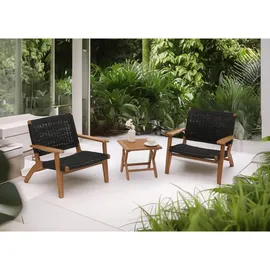 MCW Lounge-Garten-Garnitur MCW-N49, Balkon-Set Sitzgruppe Sessel, Seilgeflecht Rope Holz Akazie MVG-zertifiziert, schwarz