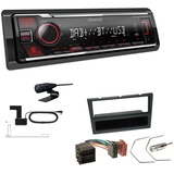 EHO Kenwood KMM-BT408DAB 1-DIN Digital Media Receiver mit DAB+ Bluetooth USB Einbauset für Opel Corsa C 2000-2004 Aluminium