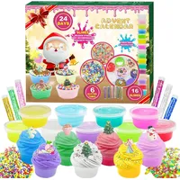 seeykey Schleim-Adventskalender 2024 für Jungen Mädchen, DIY flauschigen Kristall Slime Kinder Weihnachten Vorteil Kalender 24 Tage, Weihnachten Überraschungen Geschenk mit DIY Schleim Kit