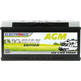 Electronicx AGM Caravan Versorgungsbatterie 12V 140Ah – Hochleistungsbatterie 140 Ah, wartungsfrei, versiegelt, auslaufsicher, Solarbatterie,Wohnmobil,Boot, Solar- Maße: 393x175x190mm