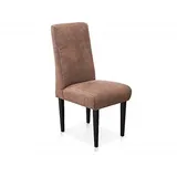 CAVADORE Esszimmerstuhl Malm / Polsterstuhl für Küche oder Esszimmer in Lederoptik / Mit Kontrastnaht / Passend zur Küchengarnitur Malm / 48 x 103 x 62 / Mikrofaser: hellbraun
