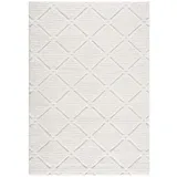 Carpet City Teppich Hochflor Wohnzimmer - 120x170 cm, - Landhaus-Stil Einfarbig Creme, - Cut-Loop, Hochtief, 3D-Effekt - Shaggy Teppiche Flauschig-Weich Schlafzimmer Langflor