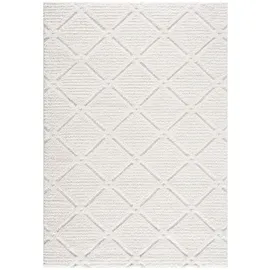 Carpet City Teppich Hochflor Wohnzimmer - 120x170 cm, - Landhaus-Stil Einfarbig Creme, - Cut-Loop, Hochtief, 3D-Effekt - Shaggy Teppiche Flauschig-Weich Schlafzimmer Langflor