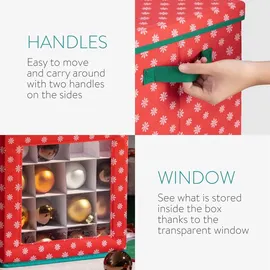 Navaris Aufbewahrungsbox Weihnachtskugeln 64 Fächer 1-tlg. grün-rot