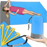 KRUMAD Stranddecke Sandfrei 210 x 200 cm Wasserdicht Picknickdecke mit 4 Befestigung Ecken Leichte, Sandabweisend, Überdimensioniert Strandmatte Strandtuch für den Strand, Wandern, Camping, Outdoor