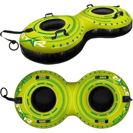 SKINSTAR Double Snowtube 2er Rodel Schneereifen Rutschreifen Schlitten Bob green