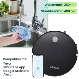 ideoon 3in1 Saug-Wischroboter Schwarz
