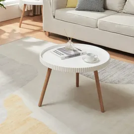 [en.casa] Bongard Weiß Bambus Ø60 x 45 cm