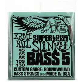 Ernie Ball Super Long Scale Slinky E-Bass-Saiten, für 5-Saiter, Stärke 45–130