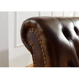 MASSIVMOEBEL24.DE Sofa 2-Sitzer Echtleder 140x84x94 braun CHESTERFIELD #106