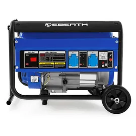 Eberth 2200 Watt Notstromaggregat Stromerzeuger Stromaggregat mit Fahrwerk, 5,5 PS Benzinmotor, 4-Takt, 1-Phase, 2x 230V, 1x 12V, automatischer Voltregler AVR, Ölmangelsicherung, Tankanzeige