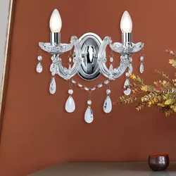 Glas Kristall Wand Kron Leuchter Chrom Lampe Wohn Zimmer Beleuchtung Flur Lampe