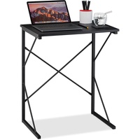 Relaxdays Schreibtisch klein, HxBxT 75 x 40 cm, kompakter Computertisch, Laptop Arbeitstisch, MDF & Metall, schwarz