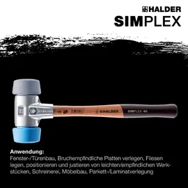 Halder Schonhammer Ø 50:40 mm TPE-soft blau/TPE-mid grau 630 g