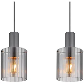 GLOBO Pendellampe 3-flg. 98 cm Rauchglas/Metall grau
