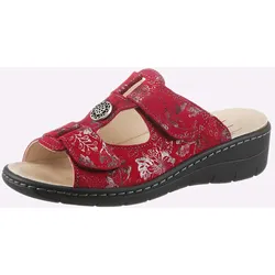 Pantolette BELVIDA, Damen, Gr. 40, rot (rot, bedruckt), Veloursleder, Schuhe
