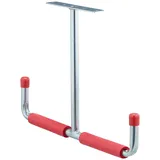 Relaxdays Deckenhaken Garage, Rot,Silber