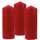 HS Candle Stumpenkerzen Ø6cm 3er Pack Rubinrot