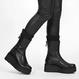 Schwarze Stiefeletten Maciejka Plateauschuhe, 41