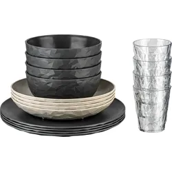 Koziol Göteborg Geschirr-Set 16-tlg. nature ash grey für 4 Personen