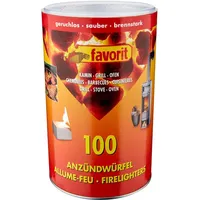 Favorit 100460058 Klarsichthülle 100 Stück – Anzünder für Kamin, Grill und Ofen, in Vorratsdose – 1215