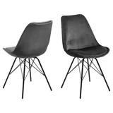 AC Design Furniture Carryhome Stuhl, Dunkelgrau, Metall, Textil, Rundrohr, 48.5x85.5x54 cm, Esszimmer, Stühle, Esszimmerstühle 2er Set, B: 48,5 x H: 85,5 x T: 54 Dunkelgrau/Schwarz, Samt/Metall, 2 Stk