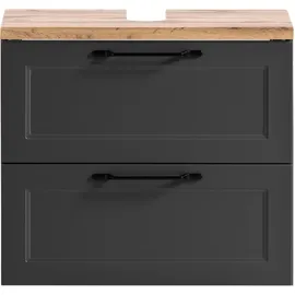 WELLTIME Waschbeckenunterschrank 2 Schubladen 60 x 55 cm Grau