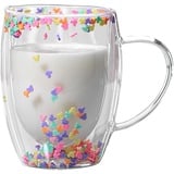 Klar Doppelwandige Gläser Latte Macchiato Gläser, Doppelwandige Kaffeegläser Mit Henkels Doppelwandige Glasbecher Tasse Mit Trockenen Blumen Doppelglas Kaffeegläser Blumentasse Blumentasse