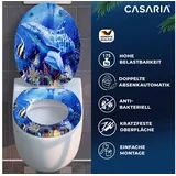 CASARIA Toilettendeckel mit doppelter Absenkautomatik MDF rostfreie Metall Scharniere wc Sitz 175kg Belastbar Antibakteriell Toilettensitz