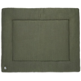 Jollein Krabbeldecke für Baby - Pure Knit, Leaf Green - Bio-Baumwolle - Laufgittereinlage - 75x95 cm - Spieldecke Baby - Dunkelgrün
