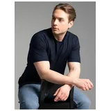 TRIGEMA T-Shirt "TRIGEMA T-Shirt mit Knopfleiste DELUXE Baumwolle", Herren, Gr. 4XL, blau (navy), Single Jersey, 100% Baumwolle, normal, ohne Ausschnitt, Shirts T-Shirt