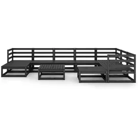 vidaXL 10-tlg. Garten-Lounge-Set Schwarz Massivholz Kiefer