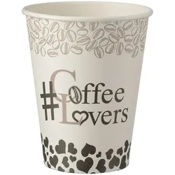 100x Kaffeebecher CoffeeToGo Pappbecher Design COFFEE LOVERS 300ml