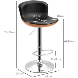 Homcom 2er-Set Barhocker mit Rückenlehne, drehbar,