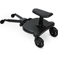 SWANEW Buggy Board mit Sitz Kiddy Board Trittbrett Universal Stehbrett 360°Zweirad Design Kinderwagen Zubehör Hilfspedal Schwarz - Schwarz